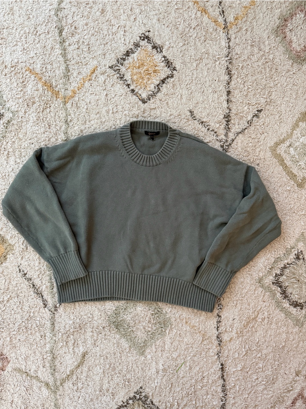 Quince Agave Green 100% Cotton Boyfriend Sweater